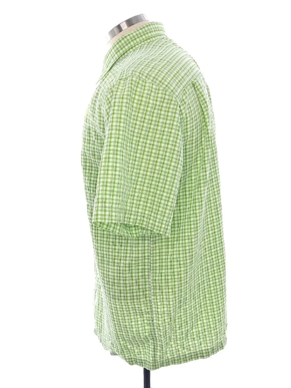 The North Face Green Plaid Button Up Short Sleeve Shirt Mens Size Large